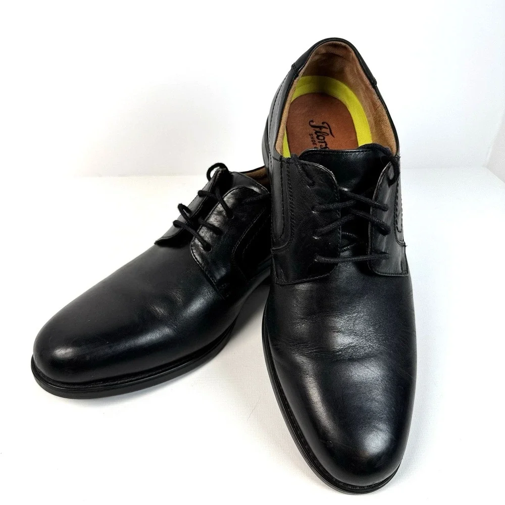 Florsheim Oxford Shoes Men's US 9.5D Black Leather Plain Toe Lace Up